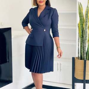 Новые стильные повседневные платья больших размеров для женщин из Европы, Америки и Африки, модные выпускные платья, плиссированное платье с рукавом до локтя - Product Image 5