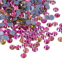 Strass en verre à dos plat YULI SS6 SS10 SS16 SS20 SS30, cristaux thermocollants ronds multicolores en vrac pour vêtements et chaussures