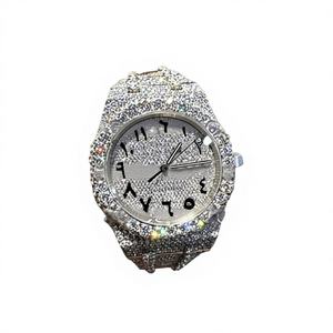 Montre de luxe pour homme avec cadran arabe rond, verre en cristal, bracelet en acier inoxydable, fermoir, résistance à l'eau 10 bars - Product Image 1