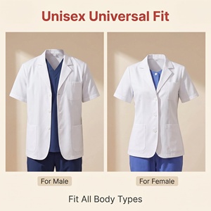 Blouse de Médecin à Manches Courtes en Coton Blanc de Marque JingHua Personnalisée avec Poches Pratiques pour les Professionnels de la Santé (Unisexe) - Product Image 3