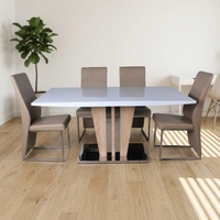 Tables à manger modernes et contemporaines en MDF à prix abordable avec design à panneaux pour la maison et l'hôtellerie, fabriquées en Chine