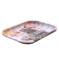 JUJI Plateau à rouler les herbes, design personnalisé, faible MOQ, Bandeja Rodante Kinder, plateau à cigarettes simple avec couvercle magnétique