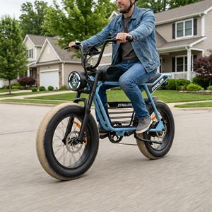 Vélo électrique rétro pratique à gros pneus avec écran LCD et transmission à 7 vitesses, cruiser utilitaire pour les courses quotidiennes dans le quartier - Product Image 6