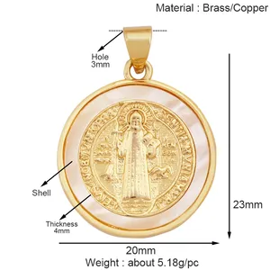 <span class=keywords><strong>Pendentif</strong></span> à breloques de style religieux saint jésus <span class=keywords><strong>vierge</strong></span> marie, véritable collier de bijoux en zircon plaqué or 18 carats accessoires d'approvisionnement S15 - Product Image 3
