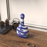 Bouteille de tequila serpent en céramique bleue et blanche avec carafe à alcool en porcelaine personnalisée au design en relief floral