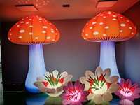 Ballons gonflables utilisés de champignon et de fleur de fête à thème du pays des merveilles avec la LED pour la décoration