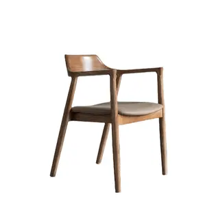 Design moderne salle à manger en bois chaise rembourrée de luxe en cuir meubles en bois restaurant chaise en bois courbé