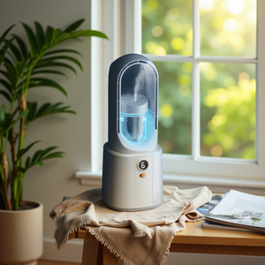 Ventilateur de bureau sans pales transfrontalier avec brumisateur, 6 vitesses de vent, affichage LED, humidificateur, veilleuse USB pour le bureau - Product Image 1