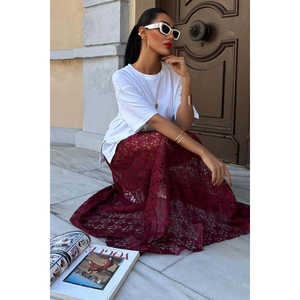 Jupe longue élégante en dentelle pour femme 4047, taille naturelle, en mousseline de soie fluide et douce, idéale pour le quotidien - Product Image 5