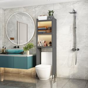 Armoire de rangement moderne à portes transparentes <span class=keywords><strong>au</strong></span>-<span class=keywords><strong>dessus</strong></span> des toilettes et de la machine à laver étagère de rangement pour salle de bain - Product Image 3