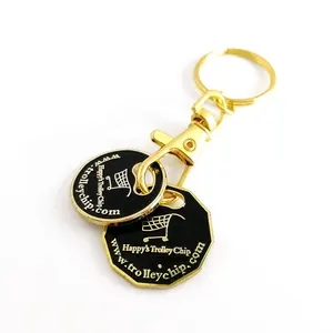 Custom Logo Trolley Coin Shopping Chip Keychain Canadian Loonie and Quarter Kay Ring Chains Metal Keychain