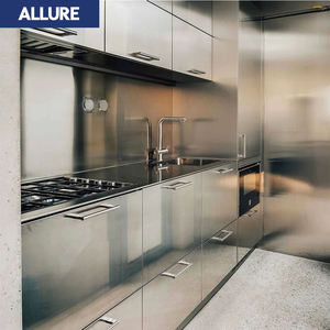 Современная роскошная интерьерная алюминиевая раковина для хранения под заказ, кухонные шкафы из нержавеющей стали, набор аксессуаров - Product Image 6