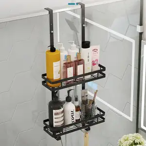 HDSS Black Hanging Bath Shelves Bathroom Shelf Organizer Shower Caddy Storage Shelf Rack Bathroom Basket Holder