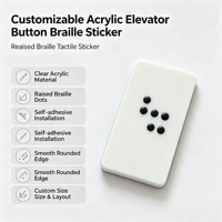 Autocollant en braille pour bouton d'ascenseur en acrylique, étiquette tactile en relief personnalisable pour signalétique publique accessible