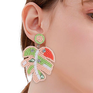 ต่างหูเม็ดกลม <span class=keywords><strong>Monstera</strong></span> รูปใบไม้ทำด้วยมือ2024ต่างหูแฟชั่นใหม่สำหรับผู้หญิงเครื่องประดับ - Product Image 6