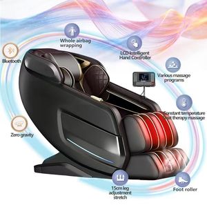 Meilleur <span class=keywords><strong>fauteuil</strong></span> de massage de luxe 3D à gravité zéro pour étirement corporel complet, avec rails de guidage double SL, physiothérapie infrarouge, contrôle de la minuterie, en PU - Product Image 2