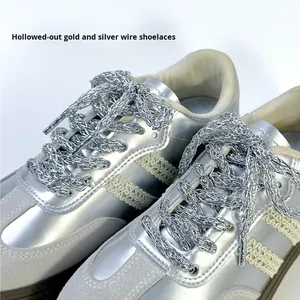 Cordones de zapatos con brillo de 0.8cm, de hilo dorado y plateado, con diseño de cadena de ganchillo, malla de cola trenzada y cuerda hueca, accesorios para calzado y ropa, bolsa de regalo - Product Image 3