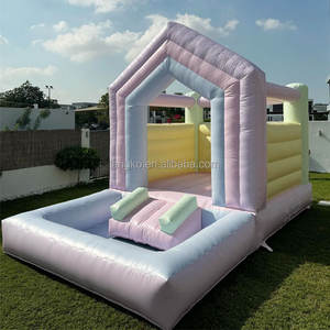 Castillo Inflable Blanco, Casa <span class=keywords><strong>de</strong></span> Brinco Inflable, Castillo Inflable para Interiores y Exteriores con Tobogán y Piscina <span class=keywords><strong>de</strong></span> Pelotas - Product Image 4