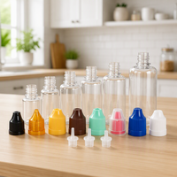 Bouteilles compte-gouttes en plastique PET de 3 ml, 5 ml, 10 ml, 50 ml, à embout fin, avec bouchon sécurité enfant blanc, pour huile nettoyante cosmétique, shampoing, jus