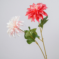 Grosir Langsung Pabrik Bunga Dahlia Sutra Buatan Tangkai Tunggal 52cm Stok Siap Bunga Dahlia Palsu untuk Pernikahan Florist Pesanan Grosir