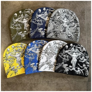 <span class=keywords><strong>Bonnet</strong></span> en tricot jacquard inspiré du style Y2K, unisexe, streetwear tendance, motif tête de mort, ajustable, chaud, pour l'hiver, nouvelle collection, casquette tendance - Product Image 1