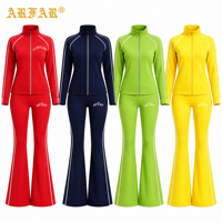 Fabricants de vêtements – Ensemble deux pièces personnalisé pour femme – Veste zippée en coton et pantalon évasé – Survêtement automne-hiver pour femme
