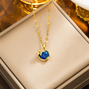 BASQUESUN Collana Personalizzata all'Ingrosso con Pianeta Blu e Stelle, Gioielli Romantici Estivi Resistenti allo Sbiadimento - Product Image 5