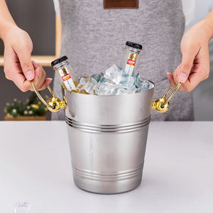 Cubo de Hielo para Champán de Acero Inoxidable de 5L, Contenedor para Bebidas con Asa de Doble Anillo para Bar de Cócteles y Fiestas de <span class=keywords><strong>Vino</strong></span> - Product Image 2