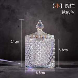 Vente en gros <span class=keywords><strong>de</strong></span> bocal à bonbons château mongol en cristal <span class=keywords><strong>de</strong></span> verre doré avec dessus en verre bocaux à bougies géo découpés avec boîte conteneur à bougies - Product Image 4