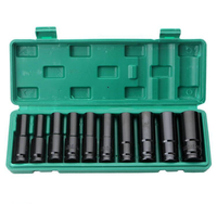 Lot de 10 douilles profondes pneumatiques électriques polies, rallongées, à entraînement carré de 1/2 pouce, clé hexagonale femelle, qualité industrielle OEM, multiples