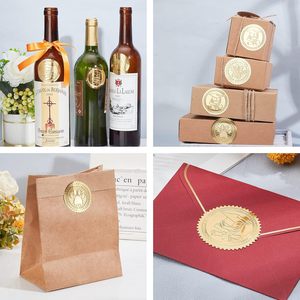 <span class=keywords><strong>Oscar</strong></span> feuille d'or autocollant Statuette certificat sceaux or en relief rond gaufré pour enveloppes carte d'invitation diplômes récompenses - Product Image 6