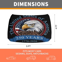 Drapeau de capot de voiture personnalisé Aigle Américain 250e Anniversaire, Housse de moteur extensible pour SUV et camion, Décoration de l'Indépendance, Livraison directe