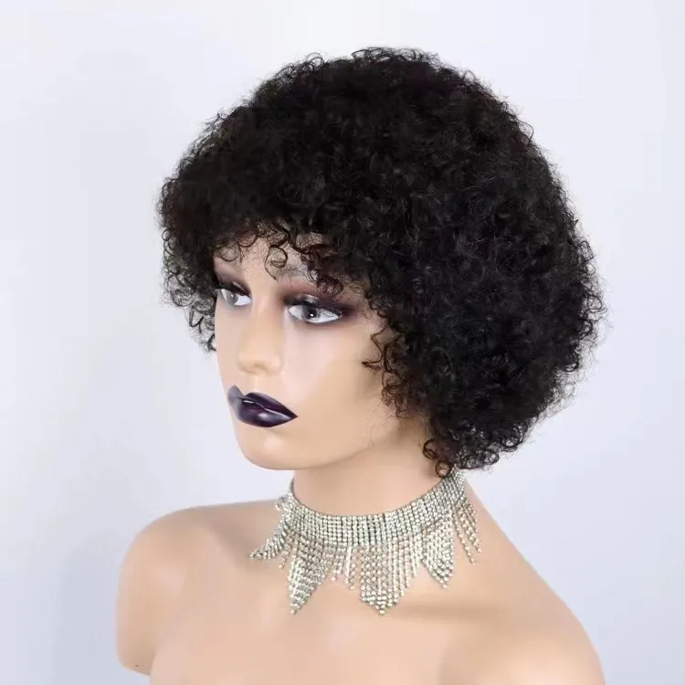 Short Pixie Cut Human Hair Wigs Short AFRO Bob Wigs for Black Womens Machine Made Natural Color Cheap Glueless Wigs Human Hair