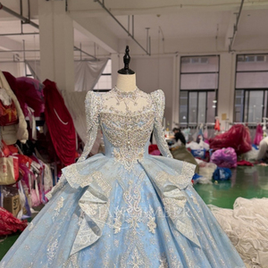 Robe de mariée princesse en tulle bleu clair scintillant avec appliques perlées, robe de Quinceañera Xs211 - Product Image 6