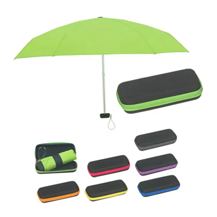 Mini guarda-chuva unissex de viagem, caixa guarda-chuva unissex com design personalizado de eva e couro resistente à água para mochilas, carros