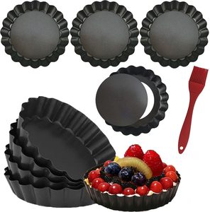 Confezione da 8 Mini tegame da 4 pollici con fondo rimovibile tondeggiante padella per Quiche antiaderente, fondo rimovibile - Product Image 1
