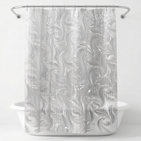 Rideau de douche Xin Shu 3D personnalisé, écologique, durable, imperméable, translucide gris argenté en PEVA pour salle de bain d'hôtel