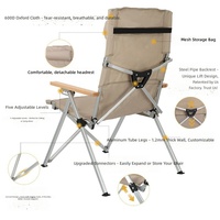 Chaise de camping pliante portable d'extérieur en aluminium, inclinable à 4 positions, réglable, vente chaude en gros