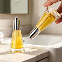 Flacon de sérum à pompe à pression de luxe 15 ml pour huile capillaire, flacon en verre cosmétique transparent, emballage pour soins de la peau