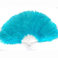 Rose grande plume d'autruche pliant tenu main ventilateur pour femmes Costume spectacle thé fête accessoire vacances danse mariée mariage décor