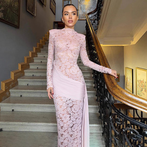 Abito Lungo Sexy da Donna con Maniche Lunghe in Pizzo Rosa Articoli Popolari Ora 2026 <span class=keywords><strong>Nuovi</strong></span> <span class=keywords><strong>Arrivi</strong></span> Elegante Abito Estivo Casual da Donna - Product Image 1