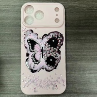 Coque de téléphone papillon diamantée de luxe pour iPhone 18 17 16 15 14 13, coque arrière en TPU pour iPhone 12 11