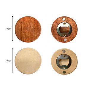 Personalized Round Wooden Custom Blank Refrigerator <b>Fridge</b> Magnet Beer Bottle Opener for Decoration Craft DIY - Product Image 1