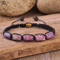 Perles de pépite de tourmaline noire naturelle nouées à la main Bracelet tissé femmes perles de pierre Bracelet de tresse réglable N0456AMI