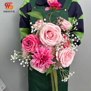 Bouquet nuziale rosa unico liscio per la sposa a cascata da sposa vero tocco Babybreath fiore di nozze - Product Image 1