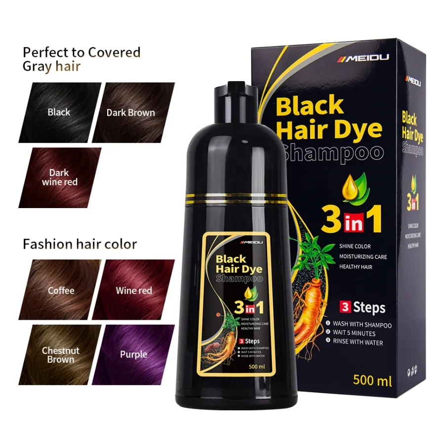 Guangzhou Meidu Fabrikant 7 Kleurrijke Mode Bruin Zwarte Haarverf Shampoo In Haarverf