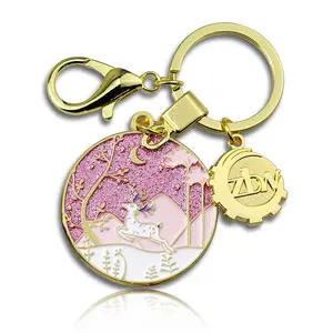 2024 desain kompas logam gantungan kunci Enamel Anime kustom baru dengan tempat kunci cetak Offset dengan Logo kustom
