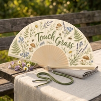 Éventail pliant personnalisé en tissu, style Cottagecore, portable, pour cadeau ou fête, 23 cm, avec logo OEM