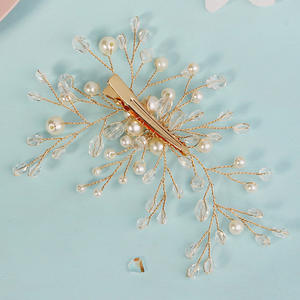 दुल्हन बाल क्लिप डांस पार्टी शादी का हेडपीस हस्तनिर्मित रंगीन क्रिस्टल मोती क्लिप - Product Image 3