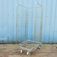 Chariot industriel en métal avec roues, conteneur de stockage robuste pour entrepôt, pour le transport logistique